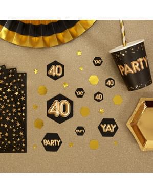 Masa konfeti "40" - Glitz & Glamour Siyah ve Altın