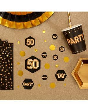 Masa konfeti "50" - Glitz & Glamour Siyah ve Altın