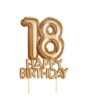 सोने में केक सजावट "18 जन्मदिन मुबारक" - ग्लिट्ज़ और ग्लैमर ब्लैक एंड गोल्ड