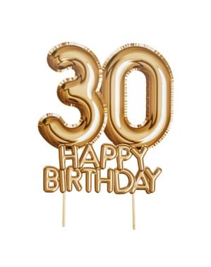 Dekorasi kue "30 Selamat Ulang Tahun" dalam emas - Glitz & Glamour Black & Gold