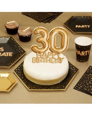 Dekorasi kue "30 Selamat Ulang Tahun" dalam emas - Glitz & Glamour Black & Gold