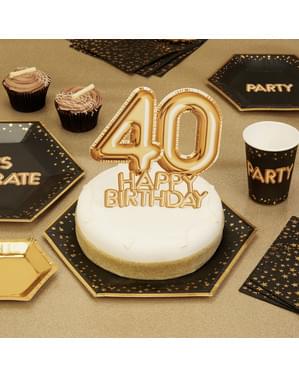 Dekorasi kue "40 Selamat Ulang Tahun" dalam emas - Glitz & Glamour Black & Gold