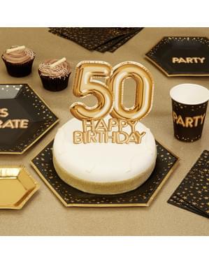 Dekorasi kue "50 Selamat Ulang Tahun" dalam emas - Glitz & Glamour Black & Gold