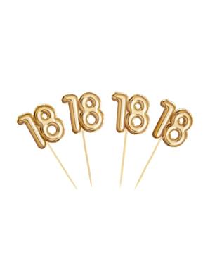 Set 20 "18" tusuk gigi dekoratif emas - Glitz & Glamour Black & Gold