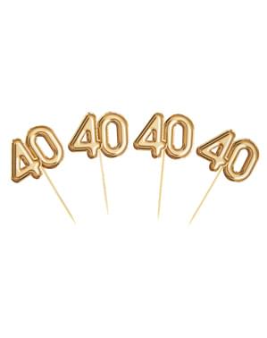 20 stuzzicadenti decorativi ''40'' dorati - Glitz & Glamour Black & Gold