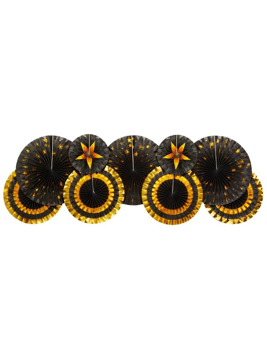3 assorted ventilator ukrasni papir (21-26-30 cm) - Glitz & Glamour Black & Gold