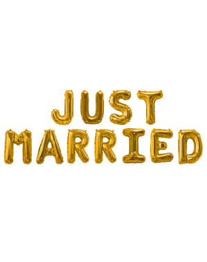 Folioilmapallo “Just Married” kultaisena – Glitz & Glamour Black & Gold