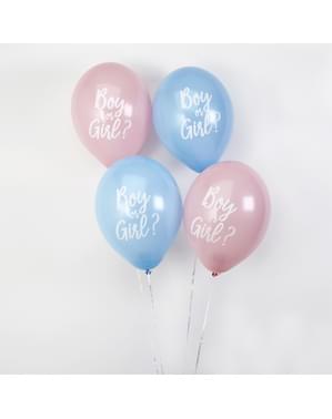 8 मिश्रित लेटेक्स का सेट "लड़का या लड़की?" गुब्बारे - पैटर्न काम करता है