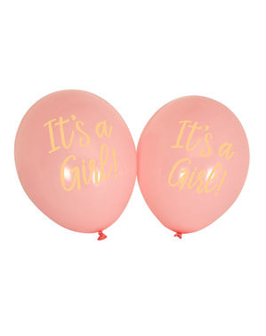 Set 8 "It's a girl" balon lateks berwarna merah muda - Pattern Works