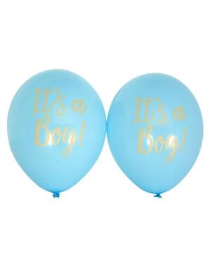 8 надувних кульокок «It's a boy» синього кольору (30 см.) - Pattern Works