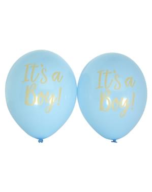 Zestaw 8 niebieskie balony lateksowe “It's a Boy” - Pattern Works