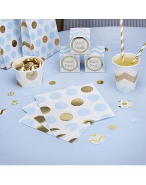 16 serviettes à pois bleus et dorés en papier - Pattern Works