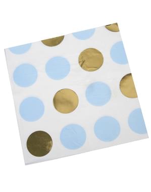 16 serviettes à pois bleus et dorés en papier - Pattern Works