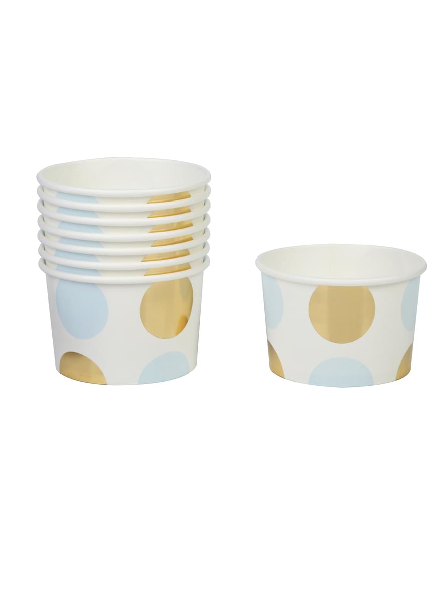 8 gobelets à pois bleus et dorés en carton - Pattern Works
