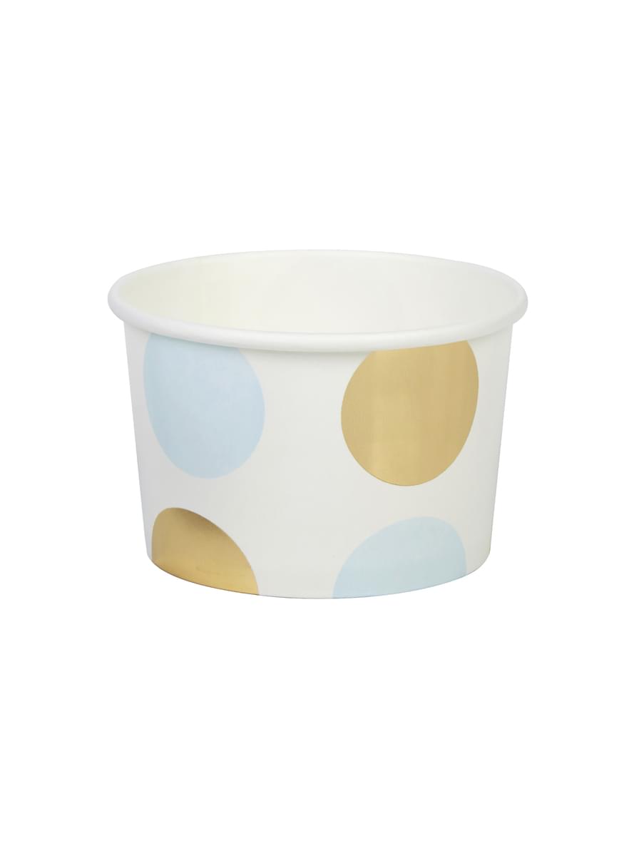 8 gobelets à pois bleus et dorés en carton - Pattern Works