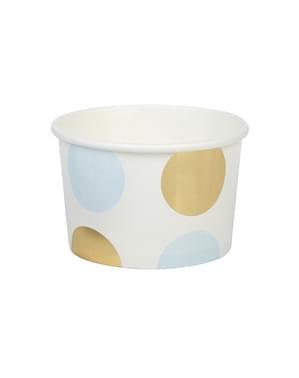 8 copos de pintas azuis e douradas de papel - Pattern Works