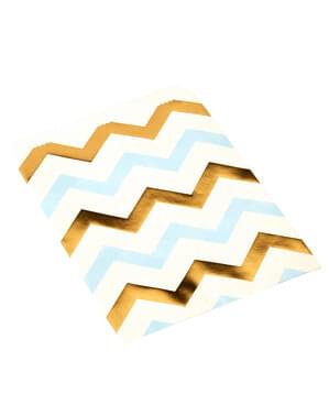 25 bolsitas de zigzag azul y dorado - Pattern Works Blue
