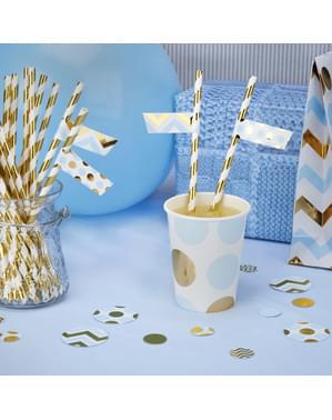 30 straw stickers in blue and gold - Pattern Works