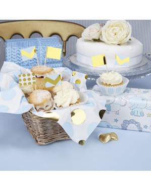 20 papir dekorative tandstikker i blå og guld - Pattern Works