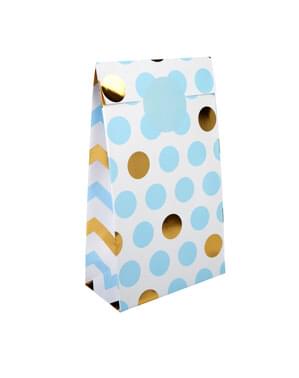 5 bolsas de lunares azules y dorados - Pattern Works Blue
