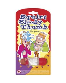 Pollice sanguinante con spruzzo d'acqua