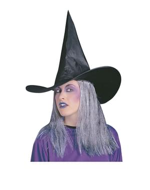 Chapeau de sorcière à cheveux gris