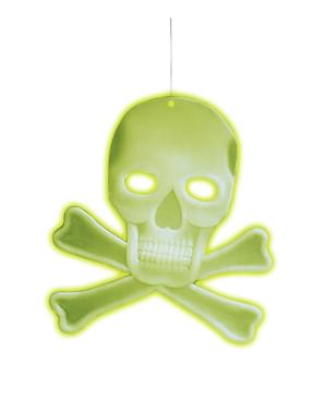 Tête de mort suspendue 3D à os fluo