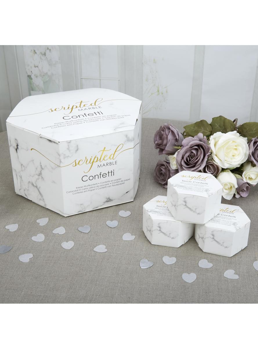 21 caixinhas de confetes com forma de coração - Scripted Marble