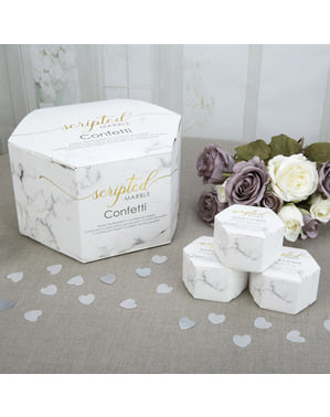Set 21 kotak confetti berbentuk jantung mini - Marble Script