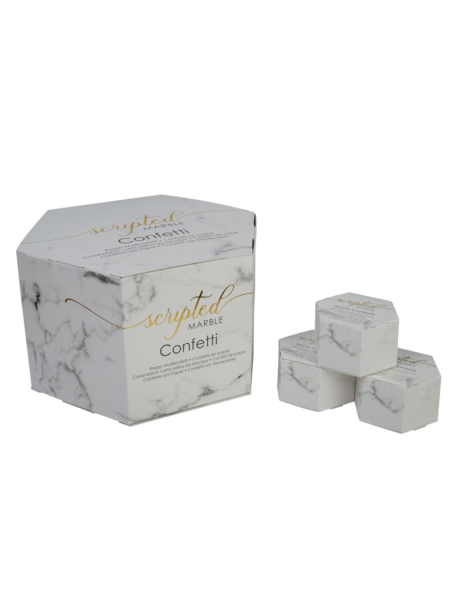 21 caixinhas de confetes com forma de coração - Scripted Marble