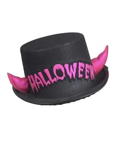 Cartola Halloween cornos cor-de-rosa