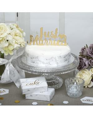 Kakunkoriste “Just Married” kultainen – Scripted Marble