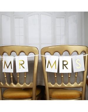 Sandalye dekorasyonu "Mr" & "Mrs" - Komutlu Mermer