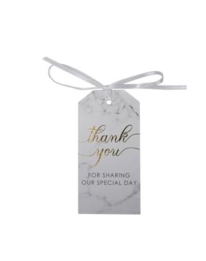 10 isoa “Thank you” paperilappua pöydälle – Scripted Marble