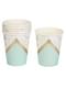 8 paper cups with geometric mint green pattern - Colour Block Marble