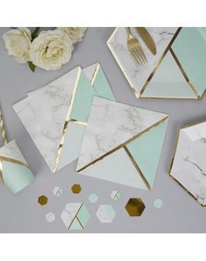 Zestaw 16 papierowe serwetki geometryczny wzór miętowa zieleń – Colour Block Marble