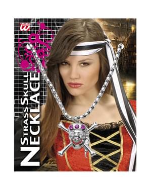 Colar de caveira pirata strass