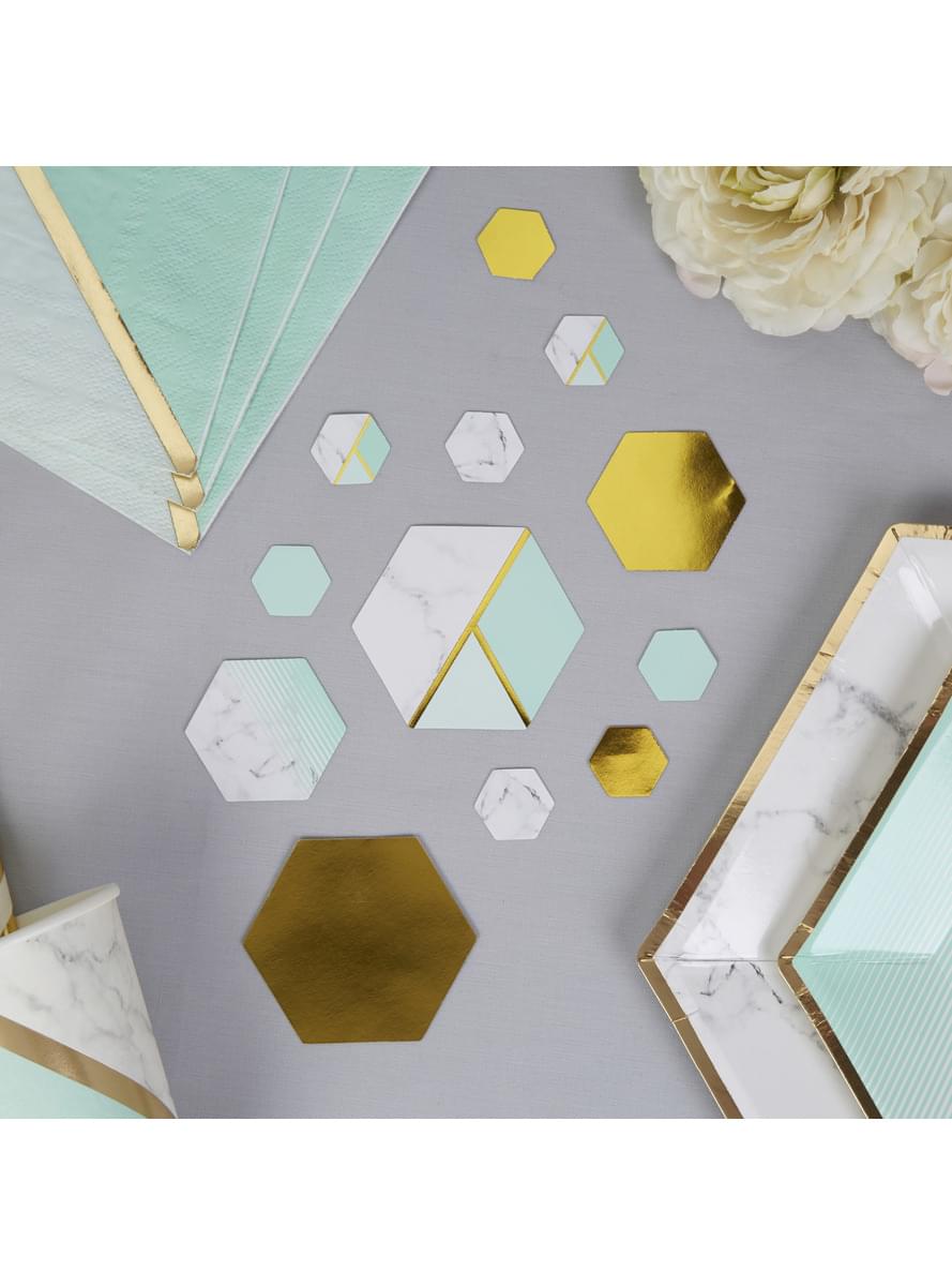 Confetes para mesa estampado geométrico verde menta - Colour Block Marble