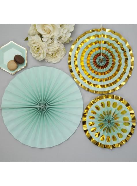 3 festoni a forma di ventaglio decorativo di carta assortit (21-26-30 cm) - Colour Block Marble