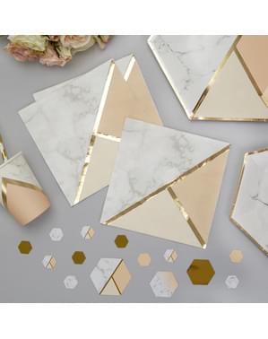 16 șervețele imprimeu geometric piersică de hârtie (33x33 cm) - Colour Block Marble