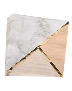16 șervețele imprimeu geometric piersică de hârtie (33x33 cm) - Colour Block Marble