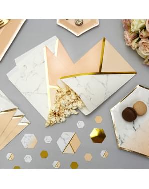 Sett med 25 Papir Festposer med Fersken Geometrisk Trykk - Colour Block Marble