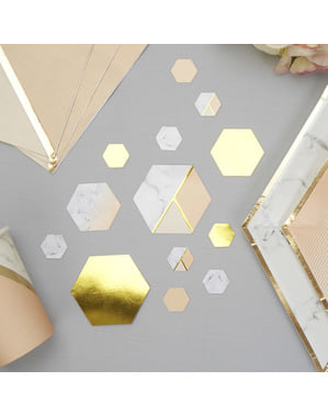 Bordskonfetti geometriskt tryck persikofärgade - Colour Block Marble