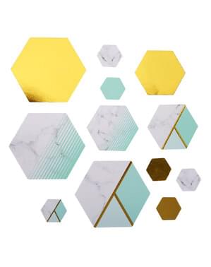 Confetti meja dengan pola persik geometris - Marmer Blok Warna