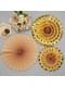3 decorative paper fans in  gol (21-26-30 cm) - Colour Block Marble