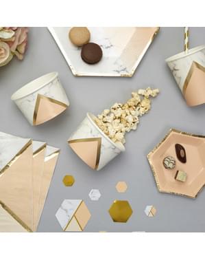 8 paperikippoa geometrisellä persikanvärisellä kuviolla – Colour Block Marble