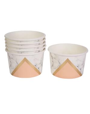 8 småskålar geometriskt tryck persikofärgade i papp - Colour Block Marble