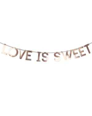 Kağıt "Aşk tatlıdır" gül altından çelenk - Geo Blush