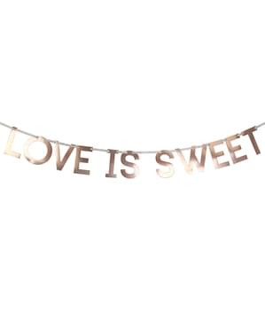 Paperinen “Love is sweet” seppele ruusukultaisena – Geo Blush