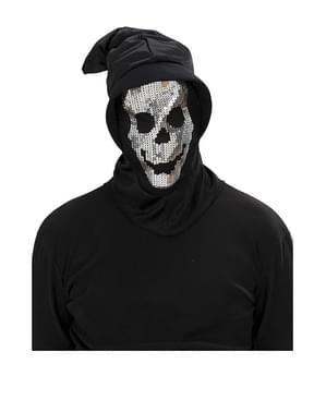 Topeng Tengkorak Sequinned dengan Hood